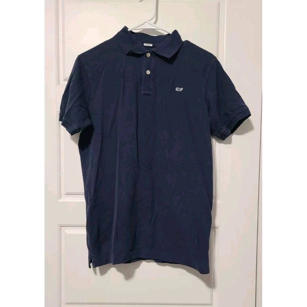 Vineyard Vines Logo navy blue polo shirt men's Size XL preppy 100% cotton